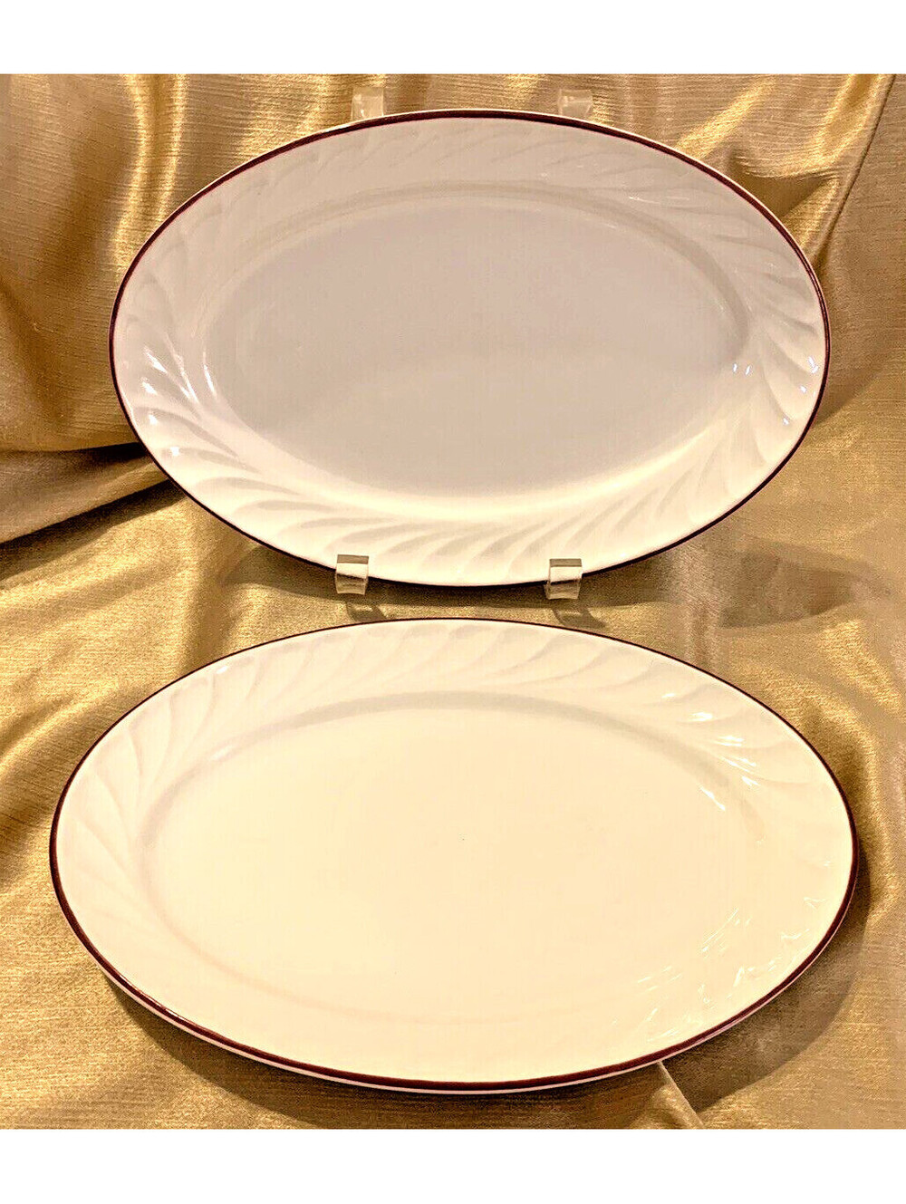 Rare VTG Jackson American MCM Restaurant Ware Serving Plates 11" Oval 2pc